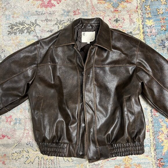 NEW Pilcro Oversized Washed Faux-Leather Jacket - Picture 4 of 7